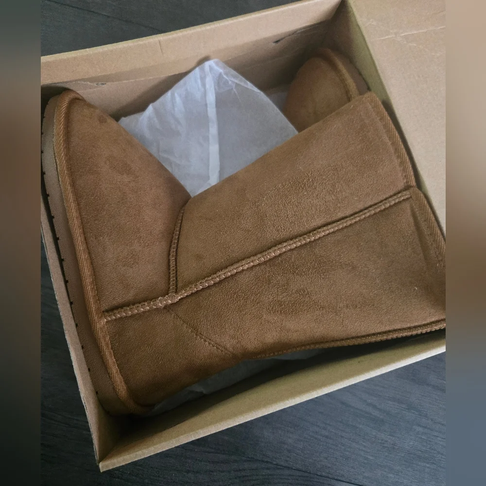 Forever Tan Faux Suede Fur Lined Winter Boots